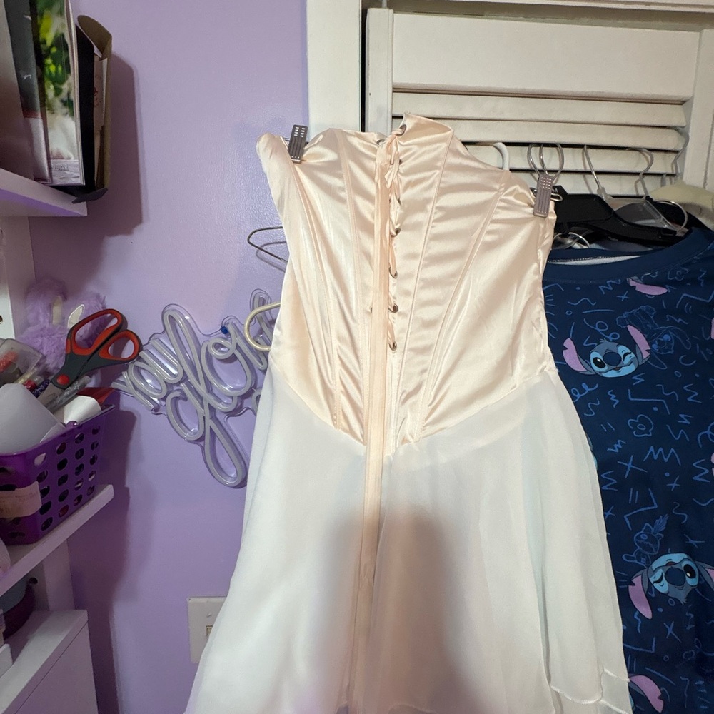 SHEIN Cream and White Mini Dress